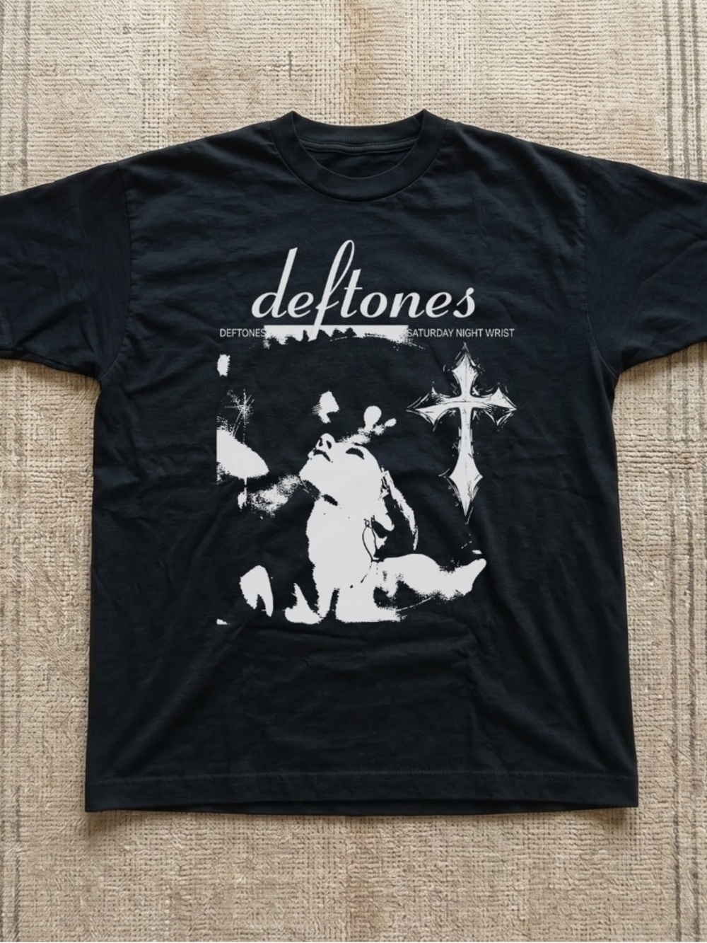 Deftones Black Band Tee with White Graphic